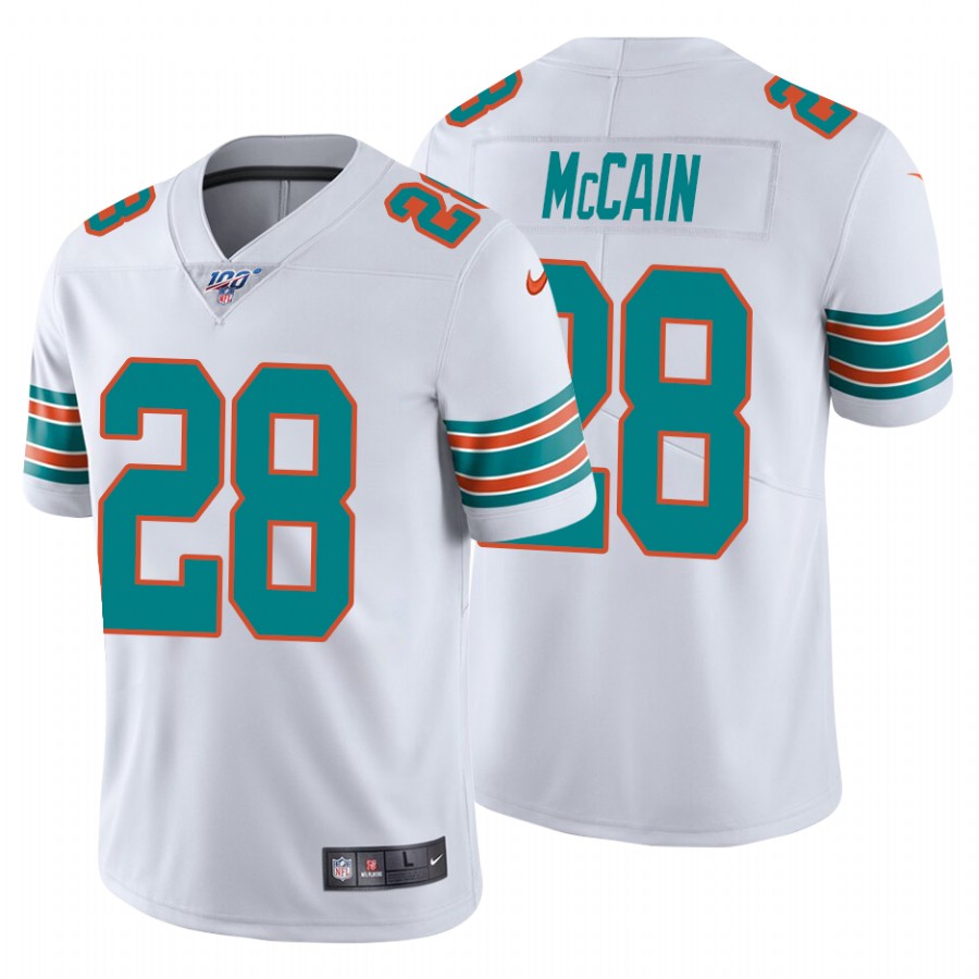 Nike Miami Dolphins #28 Bobby Mccain White Alternate Men Stitched NFL 100th Season Vapor Untouchable Limited Jersey->miami dolphins->NFL Jersey